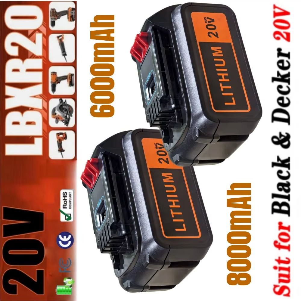 Black+Decker Tool 20V Max - แบตเตอรี่ทดแทนความจุสูง 8Ah สำหรับเครื่องมือไฟฟ้า Black & Decker